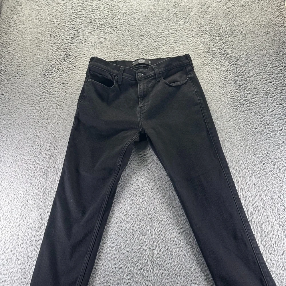 Hollister Jeans‎ Mens 33x32 Black Cotton Denim Tapered Leg Workwear Stretch